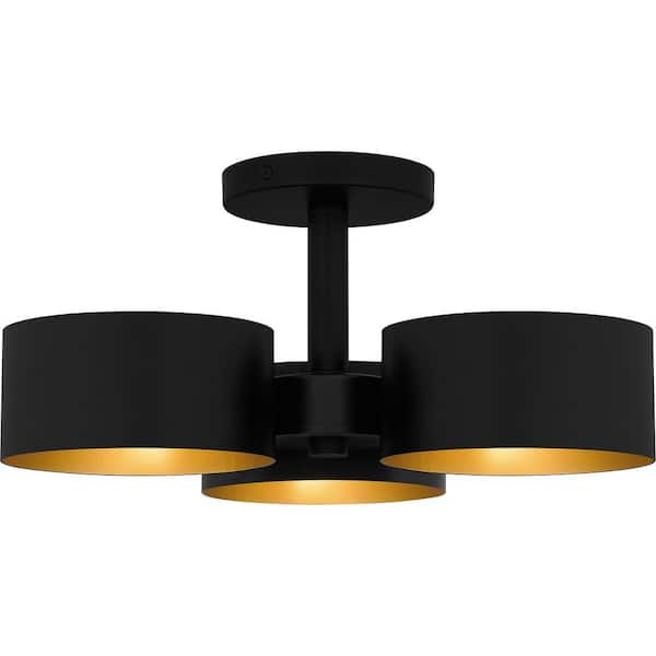 Quoizel Nala 16.25 in. 3-Light Matte Black Semi-Flush Mount