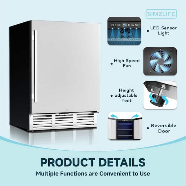 SIMZLIFE 23.5 in. Single Zone 180-Cans Freestanding/ Built-in