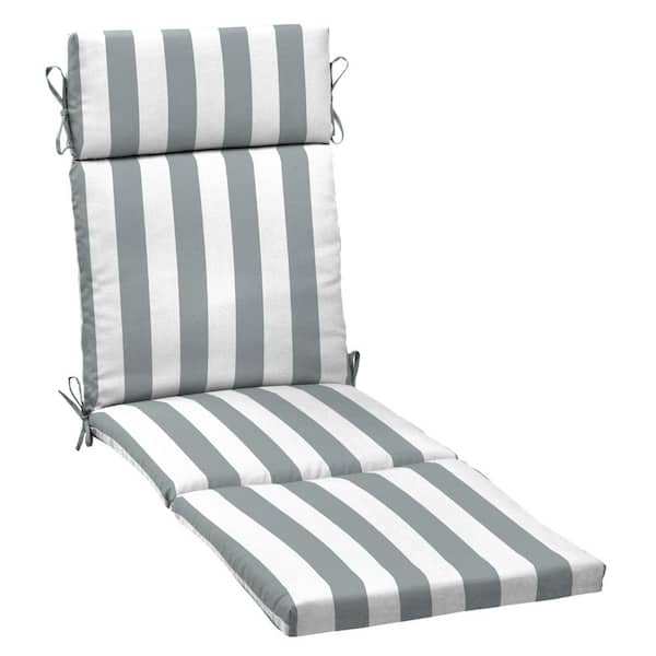ARDEN 21 in. x 72 in. Outdoor Chaise Lounge Cushion in Stone Grey Cabana Stripe