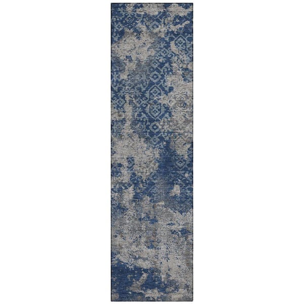 Chantille Machine Washable Indoor/Outdoor Abstract ACN2788 Navy 2 ft. x 7 ft. Runner Rug