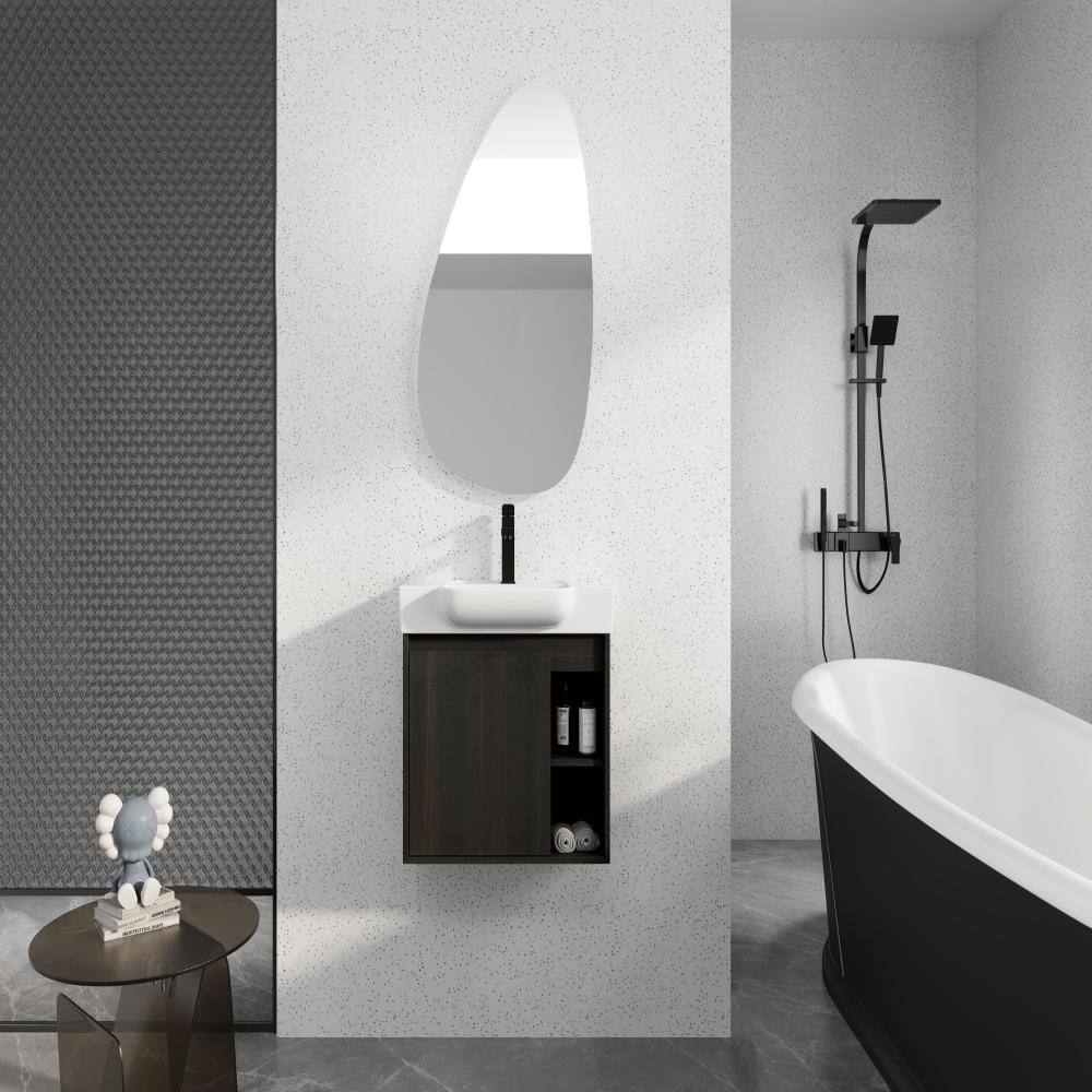 24 in.Single Sink Dark Oak Wall-Mounted Bathroom Vanity with White Ceramic Top,Soft-Close Door,Easy-Clean price history on PriceWatchPro