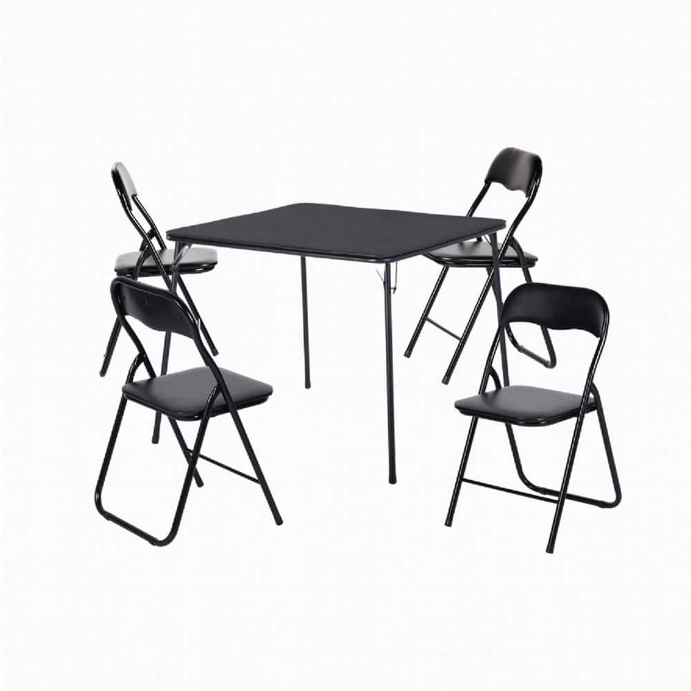 Homy Casa Mangrove Series 5-Piece Black Folding Table & Chair Sets