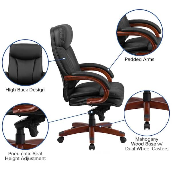 Chair with Floor Protection Carpet, Faux Leather Executive Computer Seat with Lumbar Support Cushion Inbox Zero