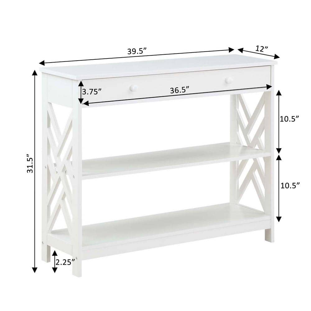 White Wood 40" Console Table with Storage Shelves