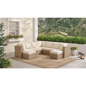 Hampton Bay Crystal Ridge Wicker Outdoor 4-Piece Modular Sectional