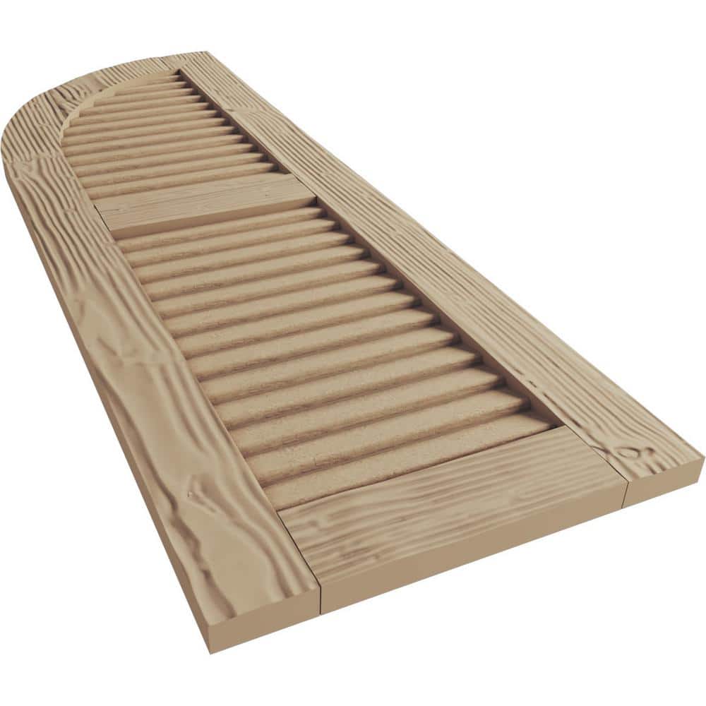 Primed Tan Sandblasted Faux Wood Arch Top Shutters, 12" x 76"