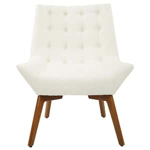 Shelly Linen Fabric Tufted Chair with Coffee Legs