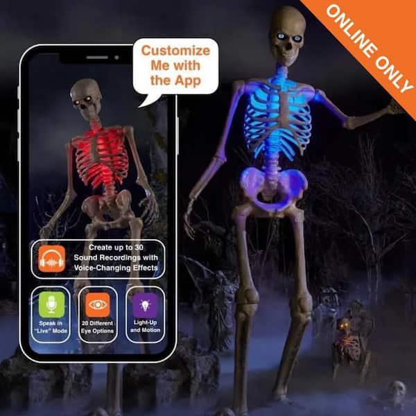 12 FT Giant-Sized Animated LED App Controlled  Skelly with LCD LifeEyes™