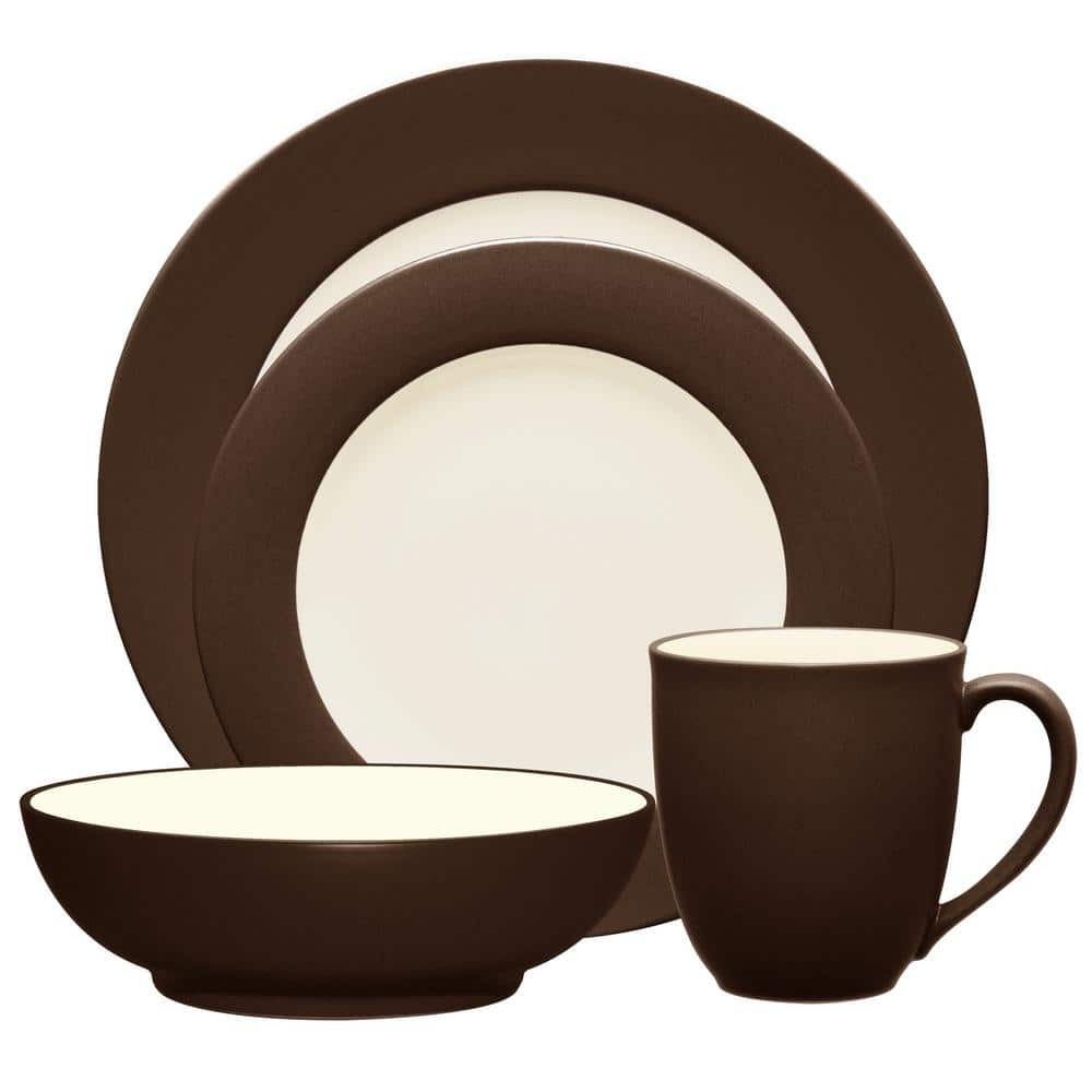 Noritake Colorwave Chocolate Brown Stoneware Rim 4-Piece Place Setting ...