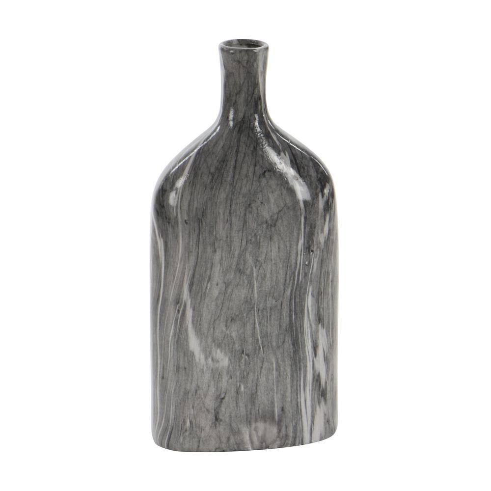 Gray Faux Marble Ceramic Decorative Vase Set, 6" x 3" x 13"