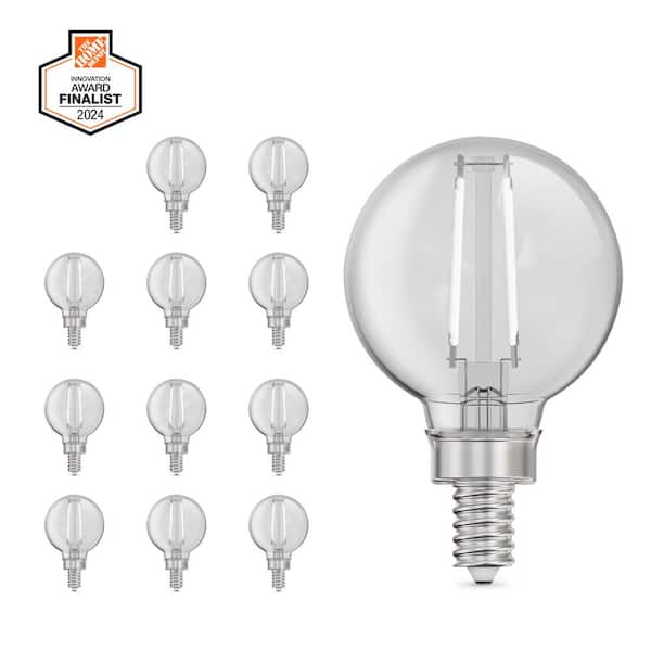 60-Watt Equivalent G16.5 Globe Dimmable White Filament Clear E12 LED Vintage Edison LIght Bulb True White 3500K(12-Pack)