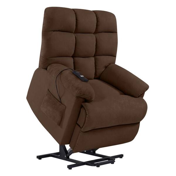 ProLounger Power Recline and Lift Chair in Dark Brown Microfiber
