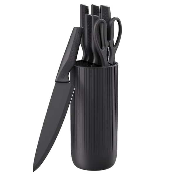 6-Piece Knives Set for Kitchen with Universal Knife Block, Dishwasher Safe, Charcoal
