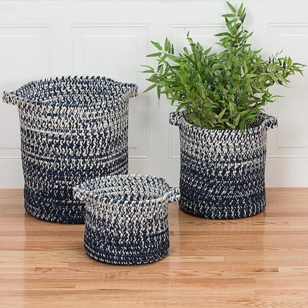 Colonial Mills Monet Ombre 12 in. x 12 in. x 10 in. Navy Round Polypropylene Braided Basket