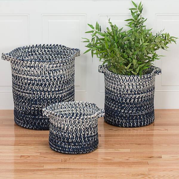 Colonial Mills Monet Ombre 14 in. x 14 in. x 15 in. Navy Round Polypropylene Braided Basket
