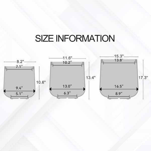 17.3", 13.4", and 10.6"H Round Pure White Concrete Planter (Set of 3), Outdoor Indoor Planter Pots with Drainage Holes