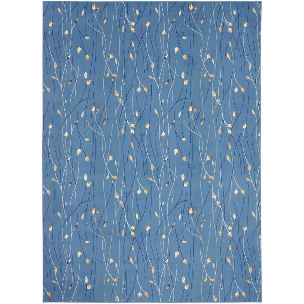 Spotlight Blue Rug Nourison Grafix Light Blue 9 ft. x 12 ft. Floral Contemporary Area Rug ...