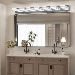 45 in. W 7-Lights LED Vanity Light Dimmable Bathroom Light Fixtures Over Mirror 180° Rotatable Wall Sconce, Chrome