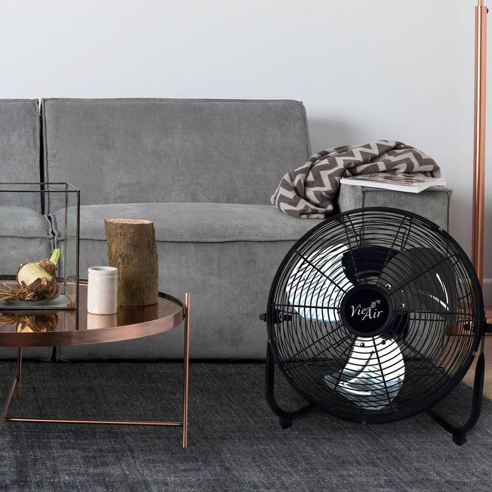12-Inch Black Metal Three-Speed Floor Drum Fan