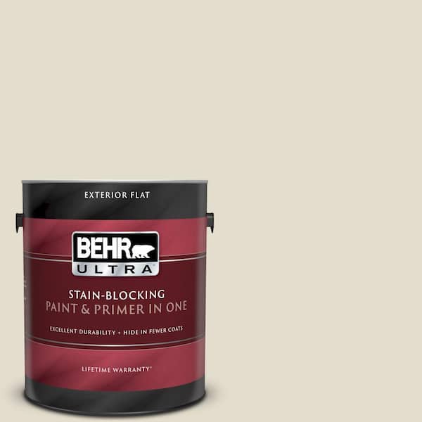 BEHR ULTRA 1 gal. #UL190-14 Vintage Linen Flat Exterior Paint and Primer in One