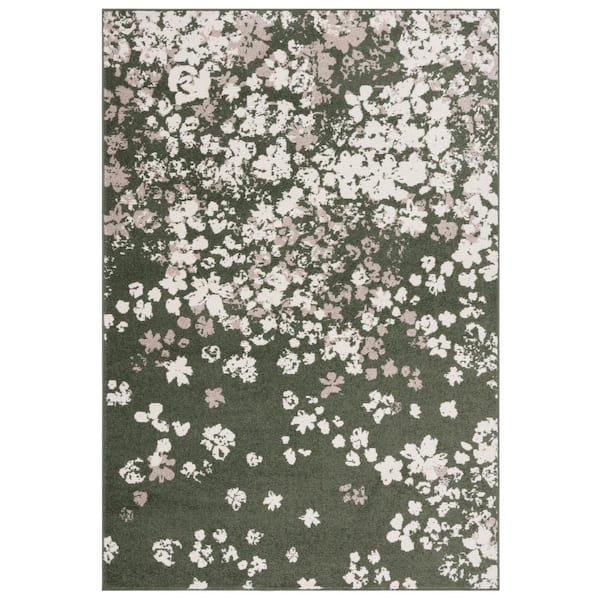 SAFAVIEH Adirondack Dark Green/Ivory 9 ft. x 12 ft. Floral Speckled Area Rug