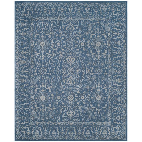 SAFAVIEH Glamour Gray/Blue 8 ft. x 10 ft. Border Area Rug