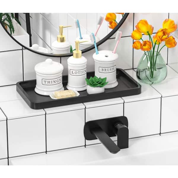 Black Wood Decorative Bathroom Vanity Tray PUC6HG87 - The Home Depot