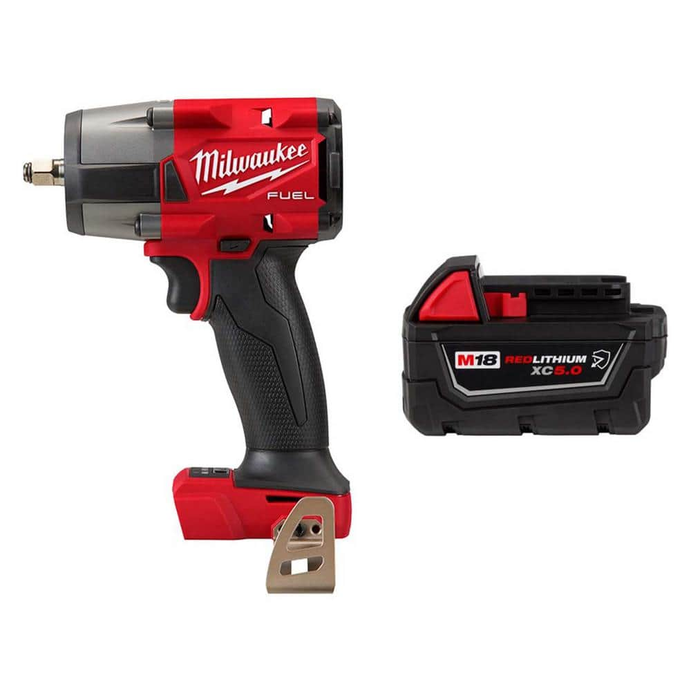 M18 FUEL GEN-2 18V Lithium-Ion Mid Torque Brushless Cordless 3/8 in. Impact w F Ring w/5.0 ah Resistant Battery -  Milwaukee