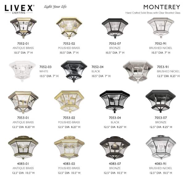Livex Lighting Monterey 100-Watt 15.75-in Brushed Nickel Traditional Post Light Livex Lighting Monterey 100-Watt 15.75-in Brushed Nickel Traditional Post Light