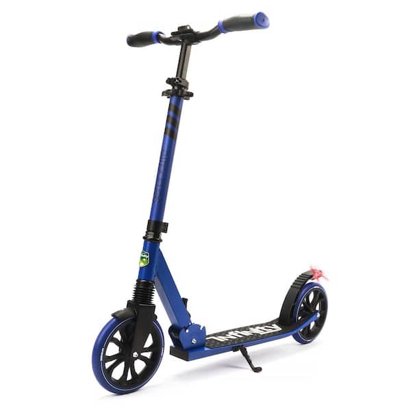 HURTLE Lightweight and Foldable Kick Scooter Adjustable for Teens and Adult, Alloy Deck with High Impact Wheels in Blue