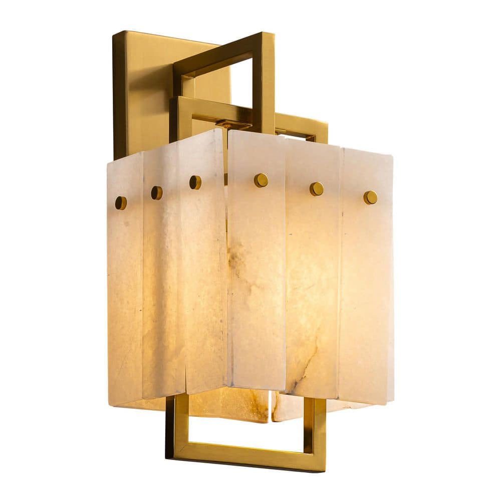 19 in. 2-Light Indoor Gold Wall Sconce with Natural Alabaster Shade for Bedroom Living Room Entryway Stairs Foyer price history on PriceWatchPro