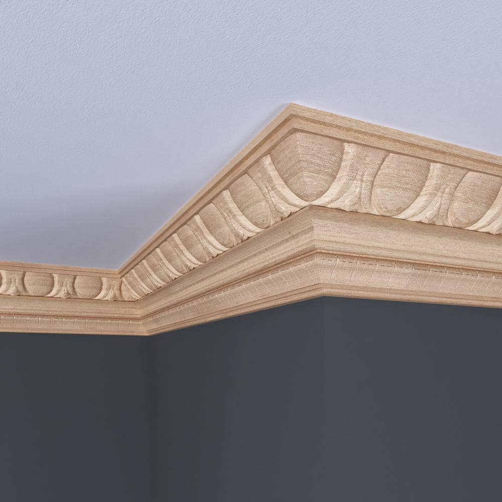 8-ft White Hardwood Finished Egg and Dart Crown Moulding