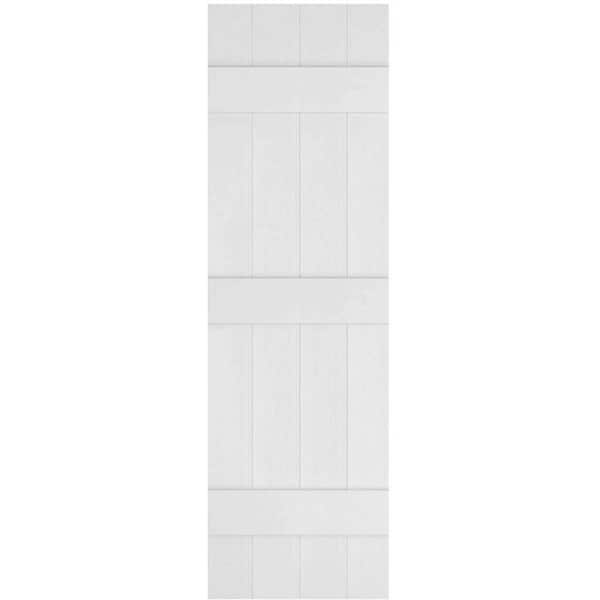 14 in. x 59 in. Lifetime Vinyl Custom Four Board Joined Board and Batten Shutters Pair Paintable