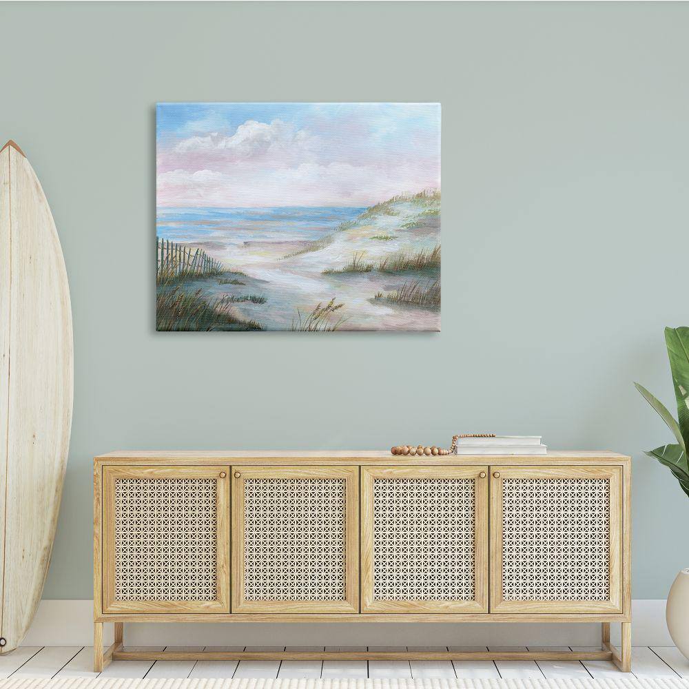 Soft Pink and Blue Coastal Landscape Canvas Wall Art, 48 x 36