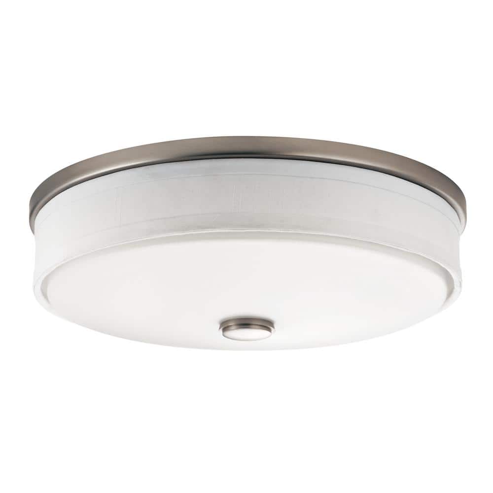 Ceiling Space 13 in. 1-Light Brushed Nickel Integrated LED Transitional Hallway Flush Mount Ceiling Light