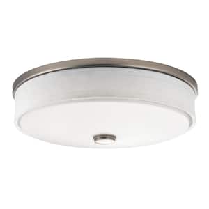 Ceiling Space 13 in. 1-Light Brushed Nickel Integrated LED Transitional Hallway Flush Mount Ceiling Light