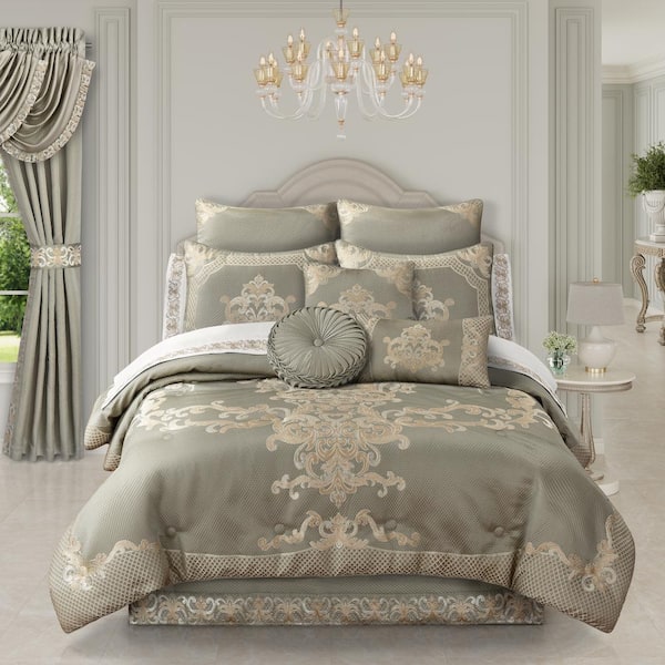 Unbranded Perugia Sage Polyester California King 4-Pieces Comforter Set