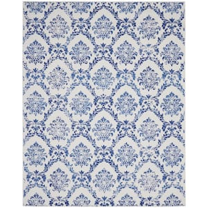 Whimsicle Ivory Navy 8 ft. x 10 ft. Tribal Moroccan Contemporary Area Rug