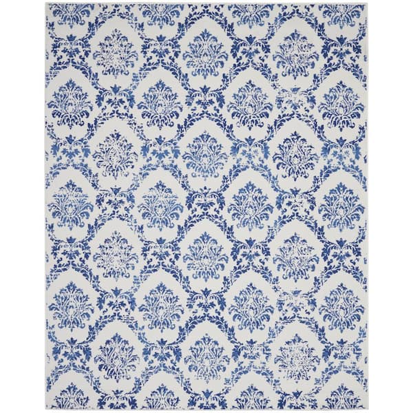 Nourison Whimsicle Ivory Navy 8 ft. x 10 ft. Tribal Moroccan Contemporary Area Rug
