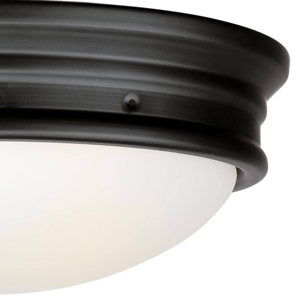 Meadowbrook Matte Black Frosted Glass 13" LED Outdoor Flush Mount