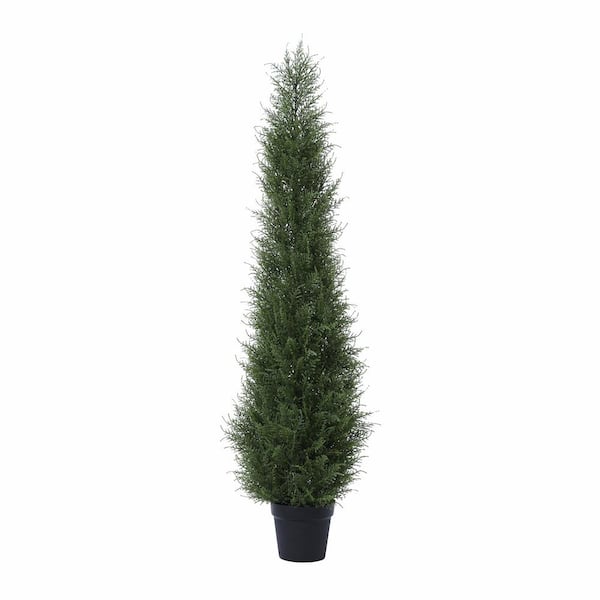 DR.Planzen 5 ft. Artificial Christmas Cedar Topiary Tree, Pre-Potted Plants for Indoor Outdoor Housewarming Gift Home Decor