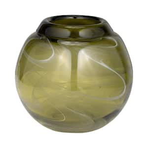 Green Glass 7 in. Swirl Decorative  Bowl