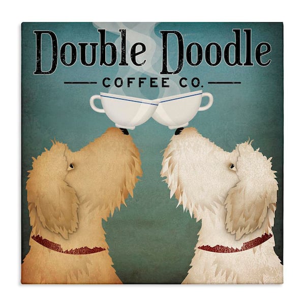 Doodle Dog Vintage Coffee Sign by Ryan Fowler Unframed Graphic Art Print Typography 17 in. x 17 in.