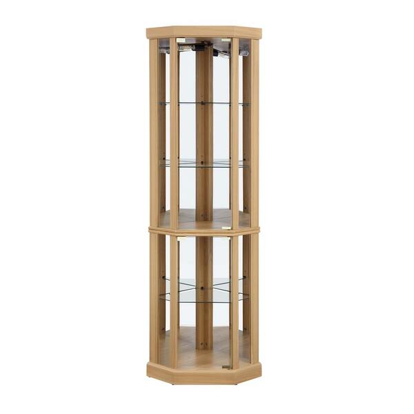 Seafuloy Oak 69 in. H Lighted Glass Display Case for Antique