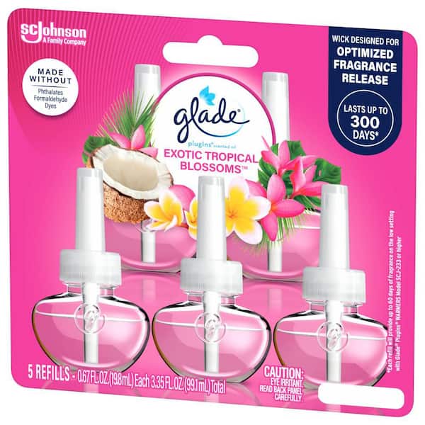Glade - 3.35 fl. oz. Exotic Tropical Blossoms Scented Oil Plug-In Air Freshener Refill (5-Count)