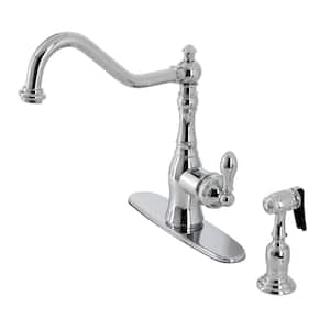 American Classic Deck Mount Single Handle Standard Kitchen Faucet with Sprayer in Polished Chrome