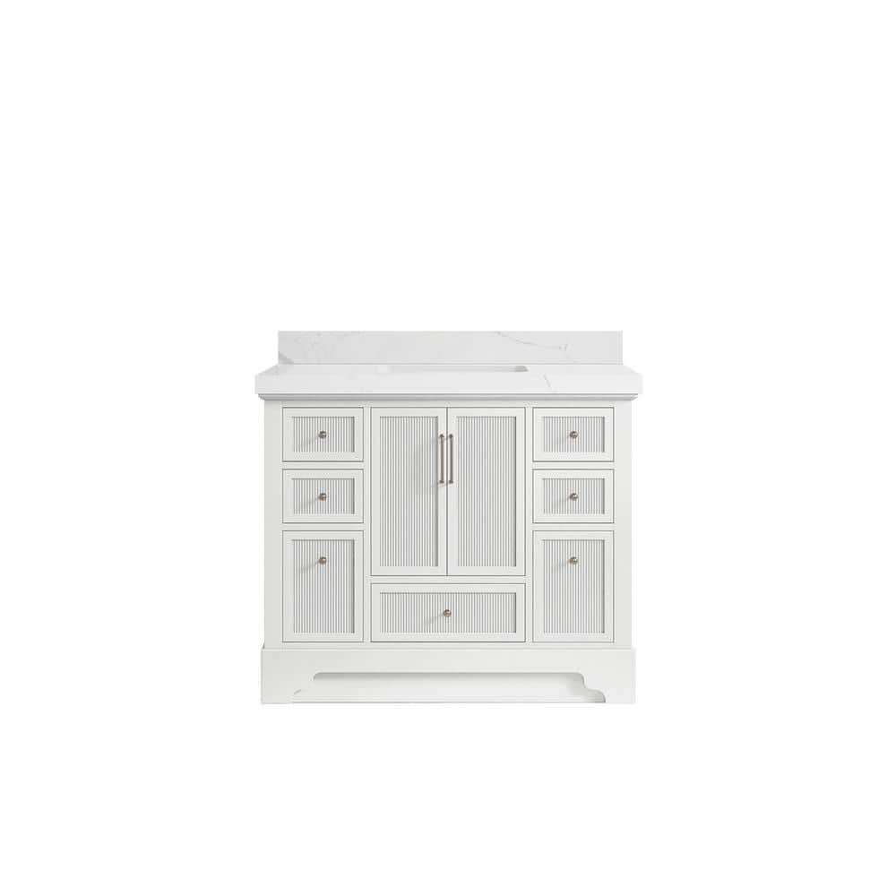 Alys 42 in. W x 22 in. D x 36 in. H Single Sink Bath Vanity in White with 2 in. Calacatta Laza Top price history on PriceWatchPro