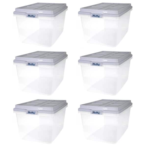 Hefty 72-Qt. Stackable Plastic Storage Bin with Lid (6-Pack)