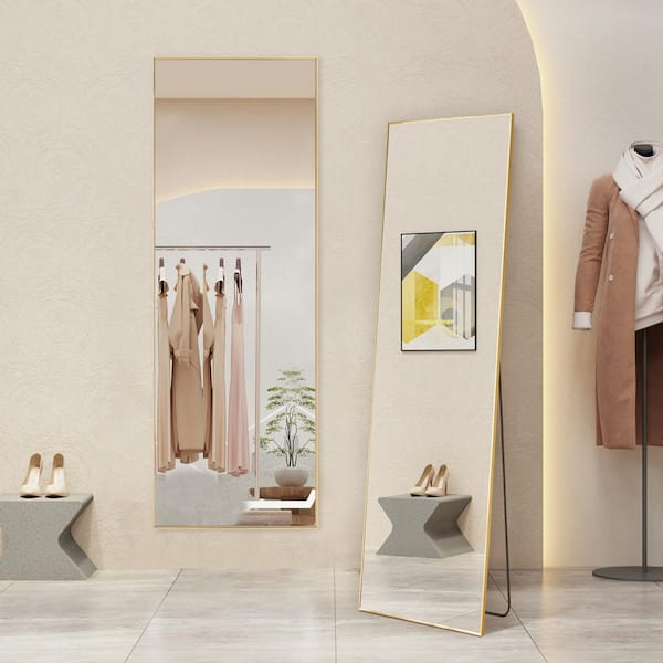 Lumioca Right Angle Gold 59 in. W x 16 in. H Rectangle Aluminum Alloy Full Length Mirror