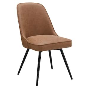 Martel Swivel Chair in Sand Faux Leather with Black Legs